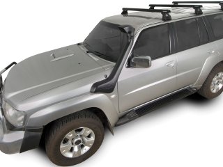 Kit 3 barres de toit noire 1375mm Heavy Duty RL110 Trackmount Nissan Patrol GU Y61 1997-2017