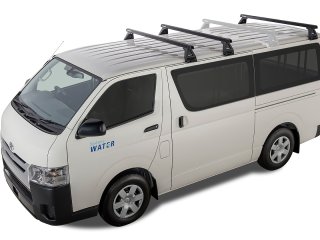 Kit 3 barres de toit noire Heavy Duty 1500mm avec pieds RL150 Toyota Hiace Gen IV H10 1989-2005