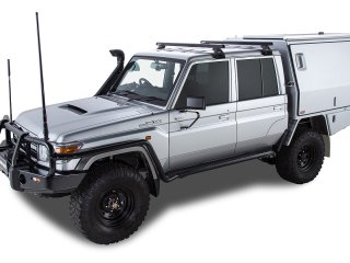 Kit 2 barres de toit noire Heavy Duty 1500mm avec pieds RL110 Toyota Land Cruiser série 79 2007-