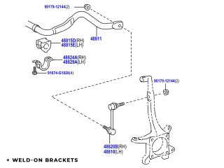 Kit barre stabilisatrice avant fixe Toyota KDJ15 GDJ15 N4-Offroad - remplacement KDSS