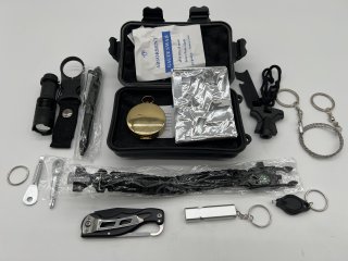 Coffret étanche d'accessoires tactiques et de survie - 18 pièces