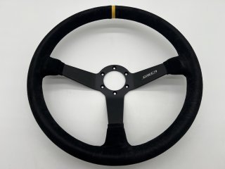 Volant Racing en cuir noir Ø380 en peau retournée