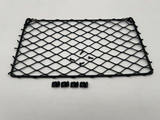 Filet de rangement avec cadre acier noir 370x200mm - avec cavaliers de fixation et vis