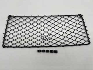 Filet de rangement avec cadre acier noir 500x200mm - avec cavaliers de fixation et vis