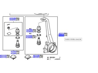 Fusée de suspension avant gauche KZJ9 KDJ9 avec ABS