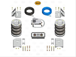 Kit boudins pneumatiques renfort lames MAD Air Master Comfort pour Toyota Hilux Revo