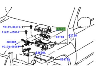 Couvercle capot supérieur de boite à fusible dans compartiment moteur HDJ100 08/2002+