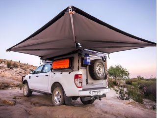 Auvent Alu-Cab autoportant en aluminium 270° côté gauche