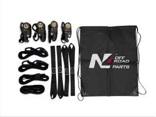 Kit 4 sangles à cliquet N4-Offroad 25mm x 4500mm avec crochets d’arrimage