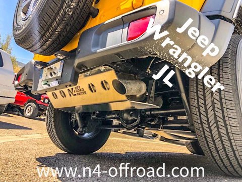 Ski de protection de silencieux arrière en aluminium de 6mm pour Jeep Wrangler JL V6 et 2.0L essence N4-Offroad