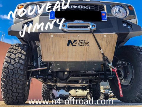 Ski de protection avant en aluminium de 8mm pour Suzuki Jimny après 2018 avec pare chocs N4-Offroad