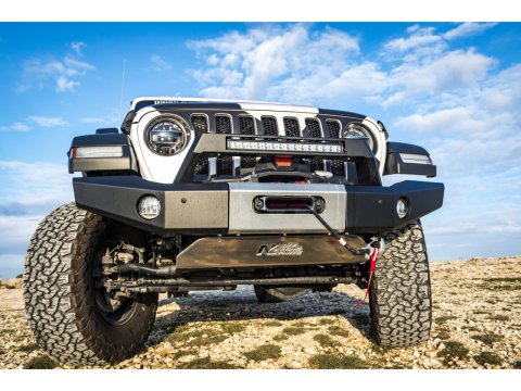 Pare-choc Avant acier Wrangler JL platine treuil intégrée banane longue N4-Offroad