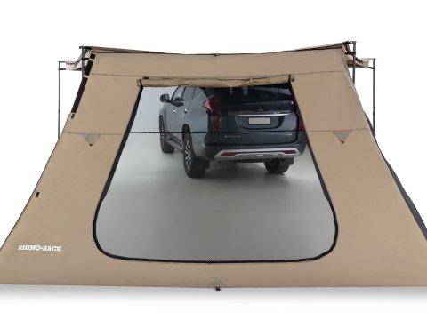 Paroi extension trapézoïdale avec porte pour auvent Batwing Rhinorack