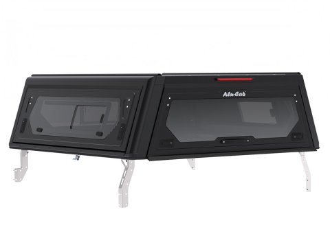 Hardtop Contour noir/ lisse avec fenêtre latérale pour Toyota Hilux Revo 2016+ double cabine Alu-Cab