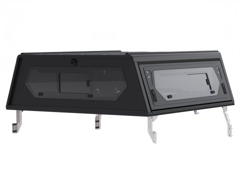 Hardtop Contour noir/ lisse avec fenêtre latérale pour Toyota Hilux Revo 2016+ double cabine Alu-Cab