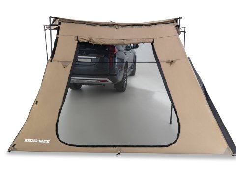 Paroi latérale trapézoïdale avec porte pour auvent Batwing compact Rhinorack