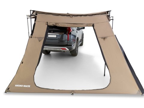 Paroi latérale trapézoïdale avec porte pour auvent Batwing compact Rhinorack