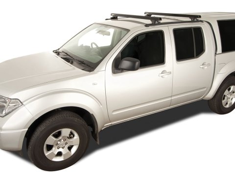 Kit 2 barres de toit noire 1375mm Heavy Duty RLTP Trackmount Nissan Navara D40 2005-2015