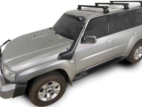 Kit 3 barres de toit noire 1375mm Heavy Duty RL110 Trackmount Nissan Patrol GU Y61 1997-2017