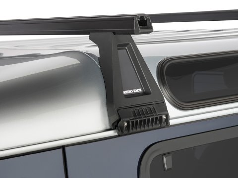 Kit 2 barres de toit noire Heavy Duty 1500mm avec pieds RL210 Land Rover Defender