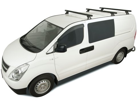 Kit 3 barres de toit noire Heavy Duty 1500mm avec pieds RLTF Hyundai iLoad/iMax 2008-2021