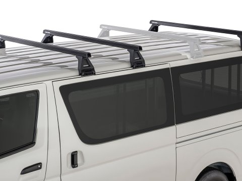 Kit 3 barres de toit noire Heavy Duty 1500mm avec pieds RL150 Toyota Hiace Gen IV H10 1989-2005