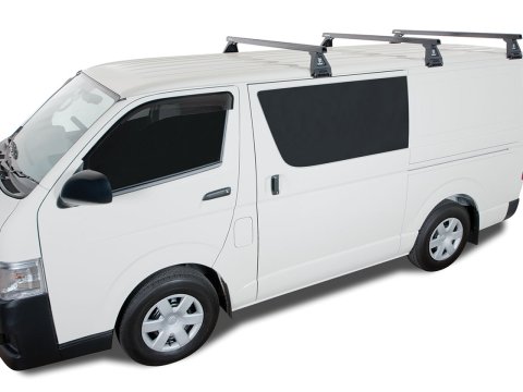 Kit 3 barres de toit noire Heavy Duty 1500mm avec pieds RL150 Toyota Hiace Gen IV H10 1989-2005