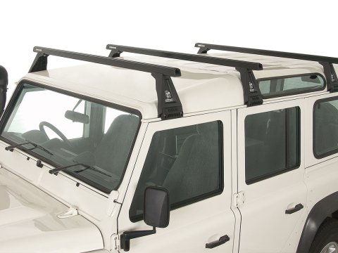 Kit 3 barres de toit noire Heavy Duty 1500mm avec pieds RL210 Land Rover Defender