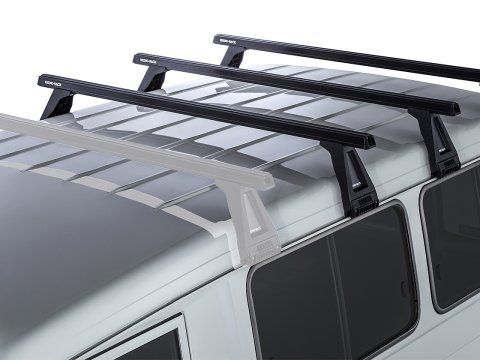Kit 3 barres de toit noire Heavy Duty 1500mm avec pieds RL210 Toyota Land Cruiser série 78 2007-