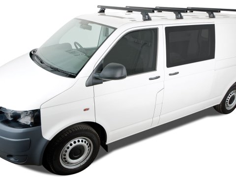 Kit 4 barres de toit noire Heavy Duty 1500mm avec pieds RLTF Volkswagen Caravelle/Multivan/Transporter T5/T6
