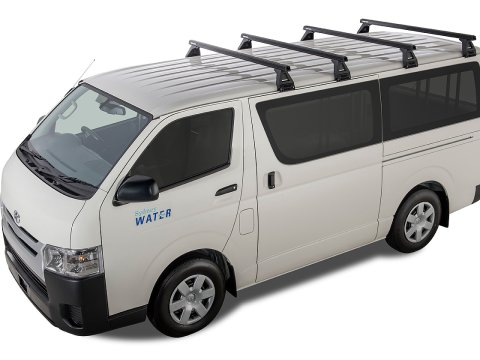 Kit 4 barres de toit noire Heavy Duty 1500mm avec pieds RL150 Toyota Hiace Gen IV/V