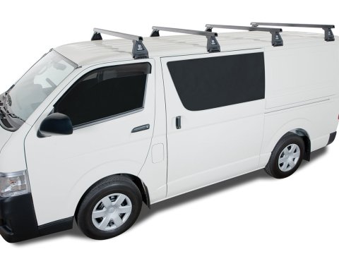 Kit 4 barres de toit noire Heavy Duty 1500mm avec pieds RL150 Toyota Hiace Gen IV/V
