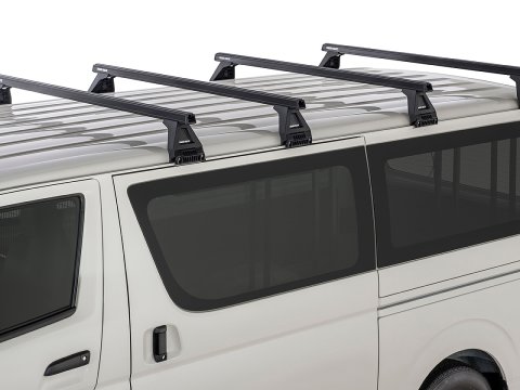 Kit 4 barres de toit noire Heavy Duty 1500mm avec pieds RL150 Toyota Hiace Gen IV/V
