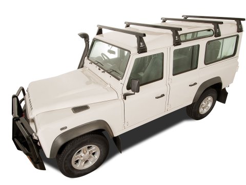 Kit 4 barres de toit noire Heavy Duty 1500mm avec pieds RL210 Land Rover Defender 110 1993-2020