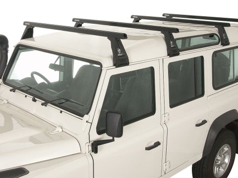 Kit 4 barres de toit noire Heavy Duty 1500mm avec pieds RL210 Land Rover Defender 110 1993-2020