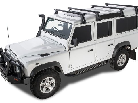 Kit 4 barres de toit noire Heavy Duty 1500mm avec pieds RL210 Land Rover Defender 110 1993-2020