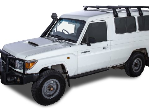 Kit 4 barres de toit noire Heavy Duty 1500mm avec pieds RL210 Toyota Land Cruiser série 78 2007-