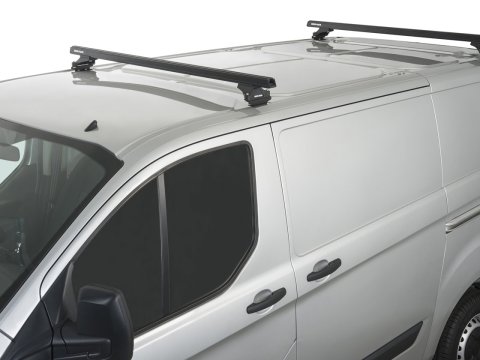 Kit 2 barres de toit noire Heavy Duty avec pieds RLTP Ford Transit Custom 2014-