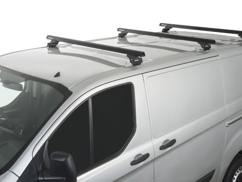 Kit 3 barres de toit noire Heavy Duty avec pieds RLTP Ford Transit Custom 2014-