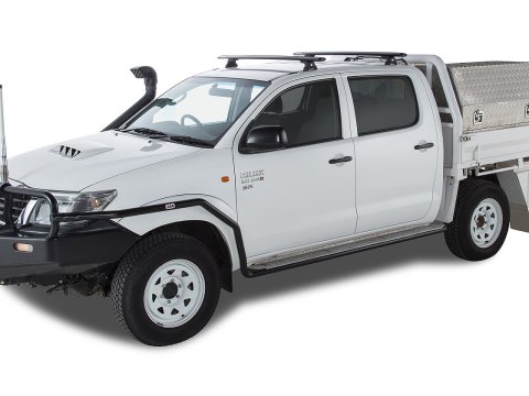 Kit 2 barres de toit noire Vortex 1370mmRLT600 Trackmount Toyota Hilux Vigo 2005-2015