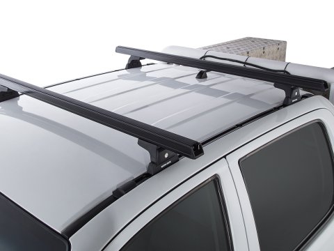 Kit 1 barre de toit noire 1375mm Heavy Duty avec pieds RLT600 Trackmount Toyota Hilux Vigo 2005-2015