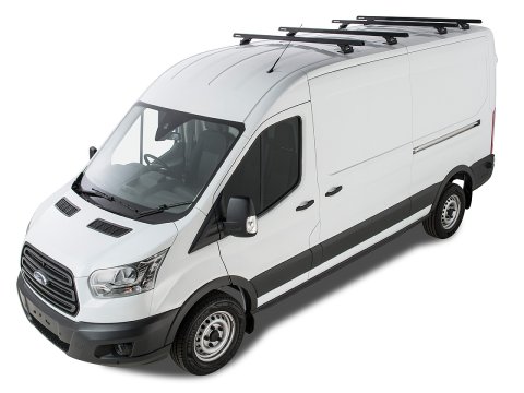 Kit 4 barres de toit noire Heavy Duty 1800mm avce pieds RLTP Ford Transit 2014-