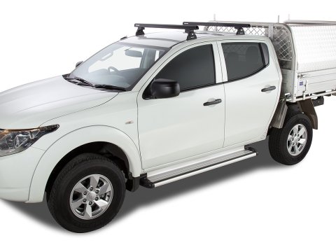 Kit 2 barres de toit noire 1250 mm Heavy Duty RLT600 Ditch Mount Mitsubishi L200 Gen V MQ/MR 2015-