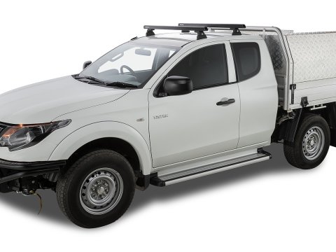 Kit 2 barres de toit noire 1250 mm Heavy Duty RLT600 Ditch Mount Mitsubishi L200 Gen V MQ/MR 2015-