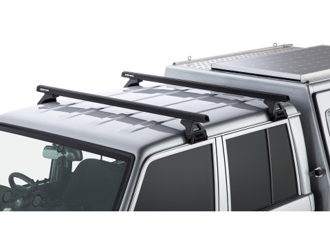 Kit 2 barres de toit noire Heavy Duty 1500mm avec pieds RL110 Toyota Land Cruiser série 79 2007-