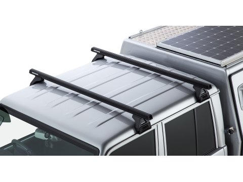 Kit 2 barres de toit noire Heavy Duty 1500mm avec pieds RL110 Toyota Land Cruiser série 79 2007-