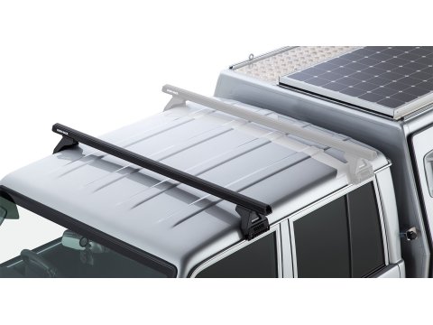 Kit 1 barre de toit noire Heavy Duty 1500mm avec pieds RL110 Toyota Land Cruiser série 79 2007-
