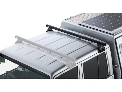Kit 1 barre de toit noire Heavy Duty 1500mm avec pieds RL110 Toyota Land Cruiser série 79 2007-