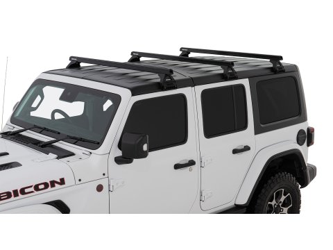 Kit 3 barres de toit noire Heavy Duty 1500mm avec pieds RL110 Jeep Wrangler JL 2019+