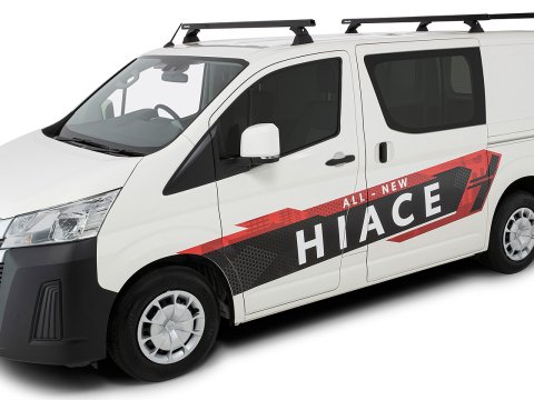 Kit 3 barres de toit noire 1650mm Heavy Duty avec pieds RCH Toyota Hiace Gen VI 2019-